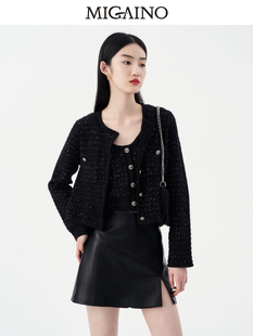 两件套毛衣外套MN32JK202 新款 曼娅奴羊毛针织开衫 女2023春季