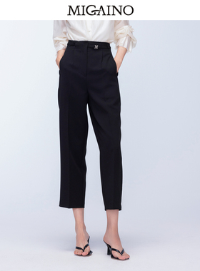 Migaino曼娅奴女装2024年早秋新款高腰直筒八分裤西裤MO32BC007