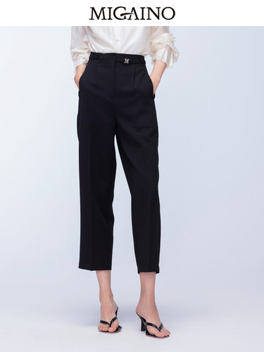 Migaino曼娅奴女装2024年早秋新款高腰直筒八分裤西裤MO32BC007