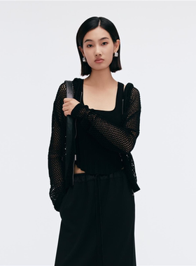 【商场同款】Migaino曼娅奴2025新款黑色镂空外套上衣女MP12JK261