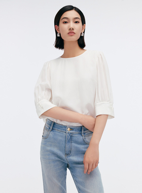 【商场同款】Migaino曼娅奴女装2025春新款通勤衬衫上衣MP12AC016