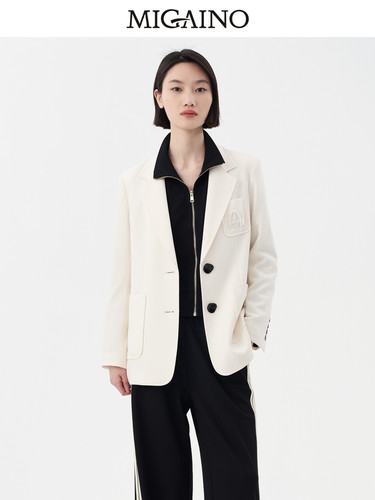 Migaino曼娅奴西装2023年春季新款简约通勤干练西服外套MN32SS068