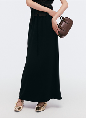 【商场同款】Migaino曼娅奴女装2025新款黑色中长款半裙MP12EB040