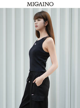 Migaino曼娅奴针织衫女2024春夏新款修身显瘦背心吊带MO12KW222