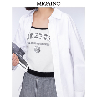 Migaino曼婭奴女裝 新款 毛邊字母修身 打底背心MO32WH203 2024年秋季