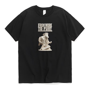 凡物制原创雕塑抽象复古艺术重磅纯棉宽松牛马打工人短袖男款T恤