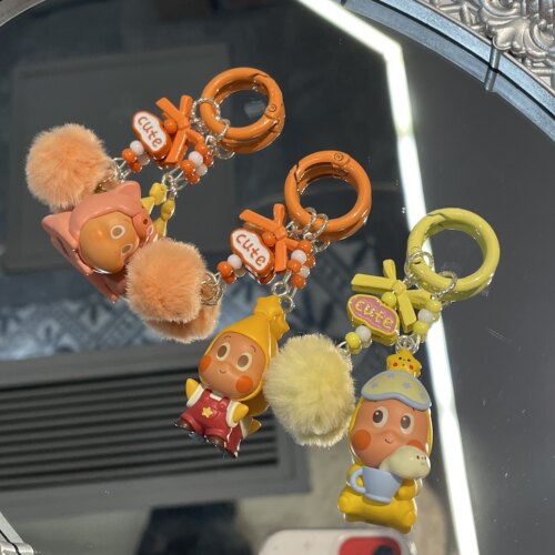 泡泡手工毛球星星人手机链