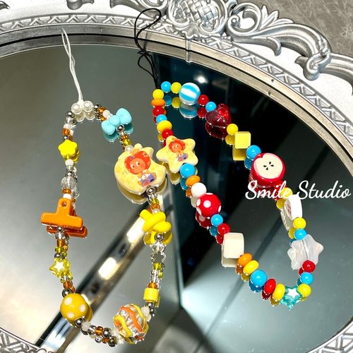 INS短款定制星星人高级甜美钥匙扣挂绳手机链闺蜜CCD相机多巴胺橙