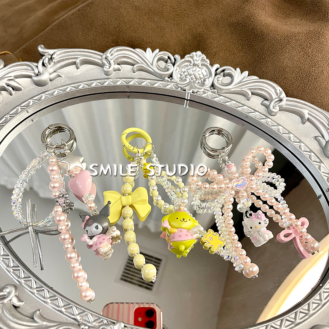 精美高级珍珠串钥匙扣可爱猫咪KT