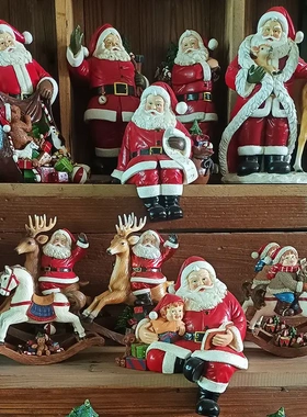 外贸圣诞老人树脂摆件圣诞树灯串
