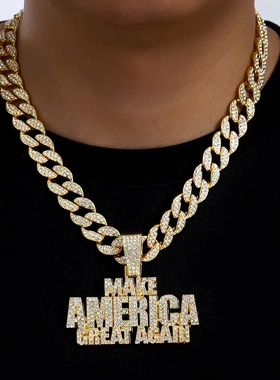 欧美男士嘻哈饰品满钻字母拼接