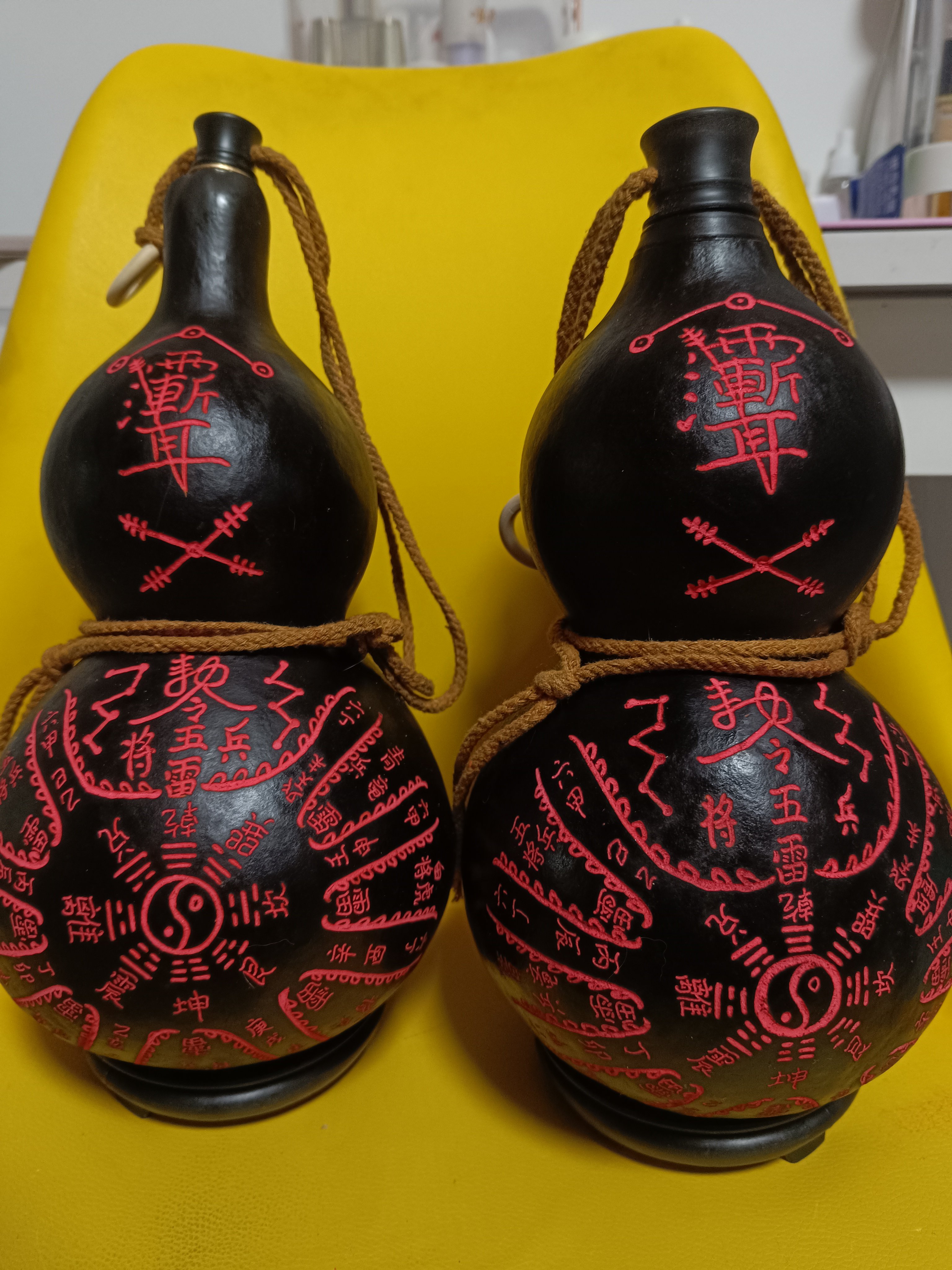 手工雕刻五雷葫芦做旧仿古朱砂居家风水摆件招财神护身平安25厘米