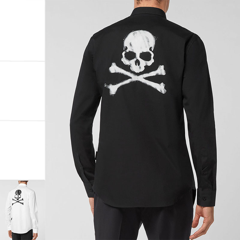 Philipp Plein PP 潮牌骷髅头 男士修身长袖衬衫 MRP1787 PTE003N