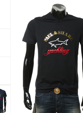 叁仟良品 Paul Shark 鲨鱼 男士印花休闲短袖圆领T恤 21411042
