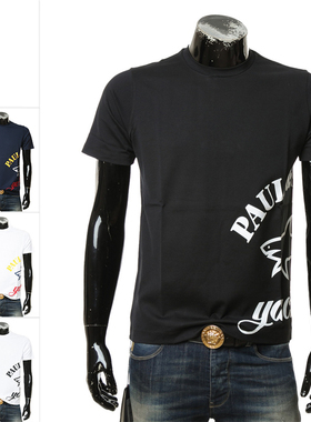 Paul Shark 鲨鱼 男士时尚潮流字母LOGO印花短袖圆领T恤 22411021