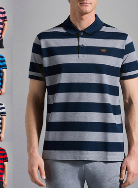 叁仟良品 正品 Paul Shark 鲨鱼男士条纹短袖POLO衫 C0P1012