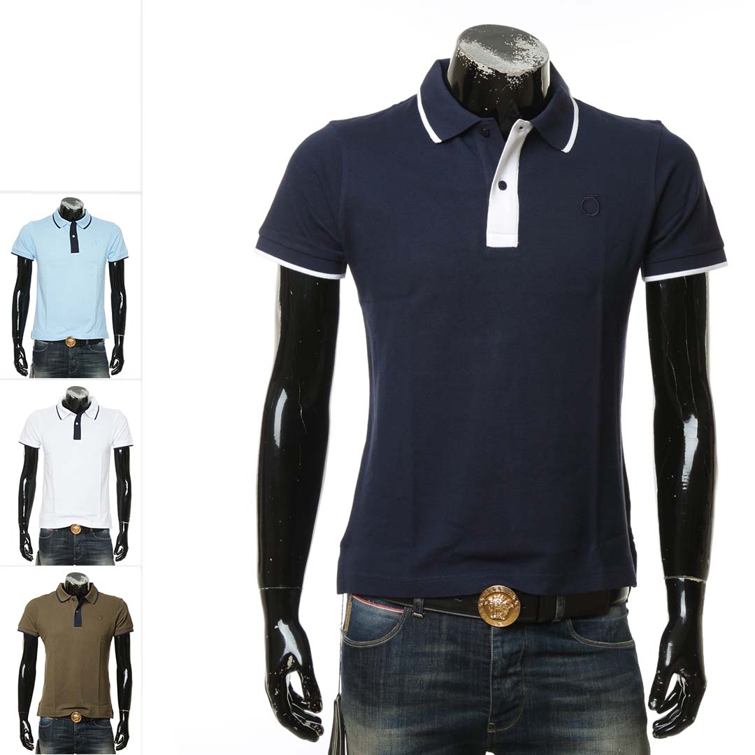 Trussardi 楚萨迪时尚撞色翻领男士短袖POLO衫52T00750 1T005648