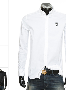 Karl Lagerfeld 卡尔拉格斐老佛爷男士修身长袖衬衫605911 512600