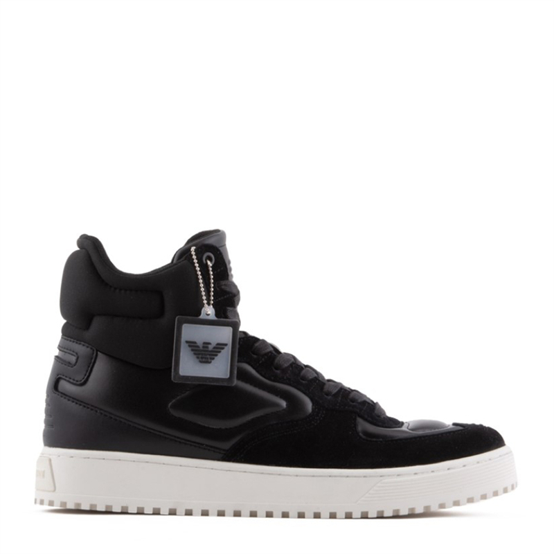 阿玛尼男士真皮高帮休闲鞋