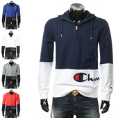 拼色套头连帽卫衣 Champion 214205 草写大logo 男士 冠军 潮牌