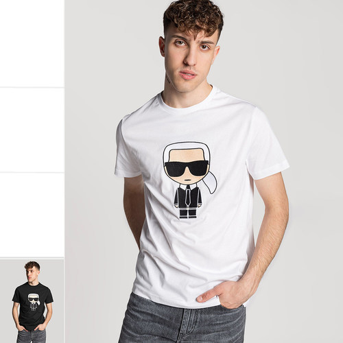 Karl Lagerfeld卡尔拉格斐刺绣老佛爷男短袖圆领T恤755070 521250 - 封面