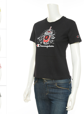 女士Champion 冠军 潮牌休闲草写logo时尚简约短袖T恤 112965