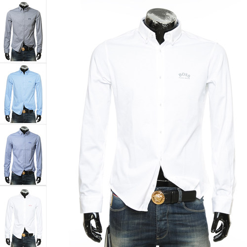 hugoboss绿标男士简约长袖衬衫