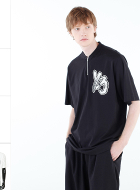 Y-3 Y3 海外直邮 潮牌 男士时尚潮流拉链领短袖T恤 H44812