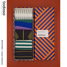 BYPLAYERS系列精梳棉中筒情侣袜子礼盒圣诞生日礼物条纹男女