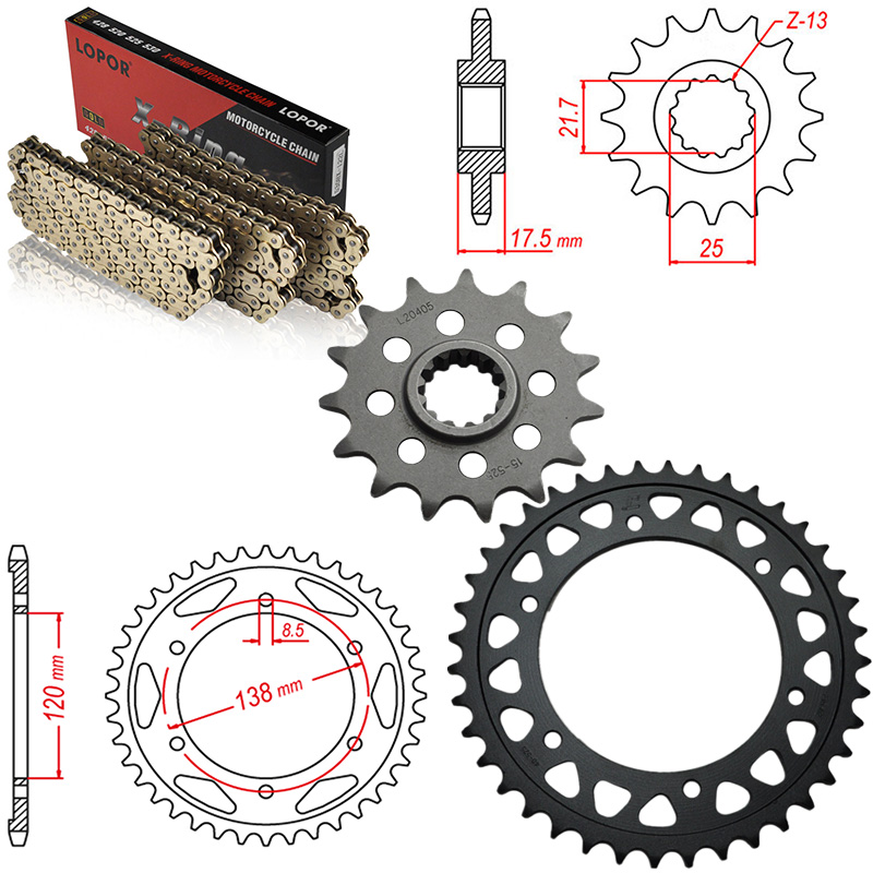 VFR400R3 NC30 1990-1993 RVF400R NC35前后链轮525链条套件