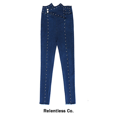 RELENTLESS 美式街头风铆钉修身高弹牛仔裤女小脚裤2026秋季新款