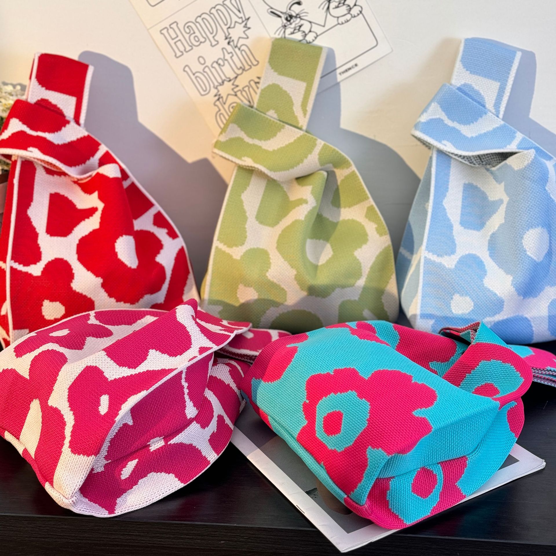 花朵针织手拎包伴手礼品袋定制