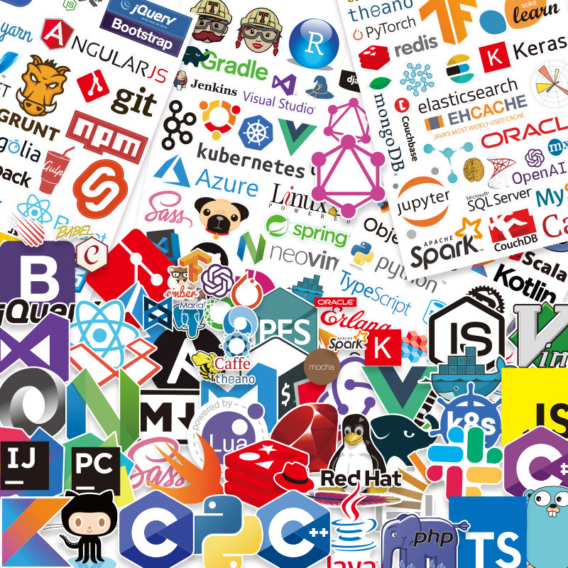 IT网站编辑软件语言卡通贴纸笔记本电脑手机平板背景墙壁防水贴画