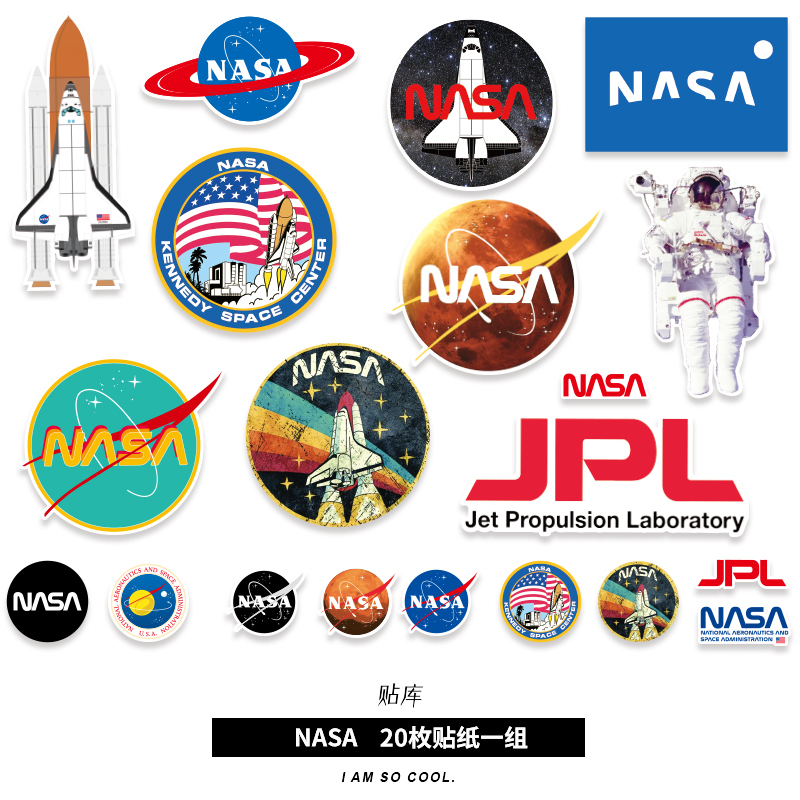 20张美国宇航局nasa航天个性贴画笔记本ipad平板电脑手机滑板贴纸