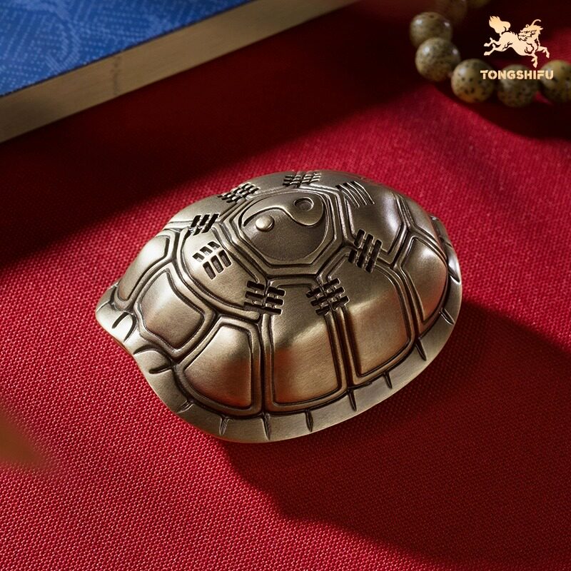 铜师傅八卦富甲天下卦卜铜龟壳爻卦家居装饰把玩手把件桌面铜摆件