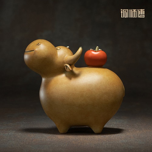 铜师傅牛柿生肖牛桌面可爱铜摆件