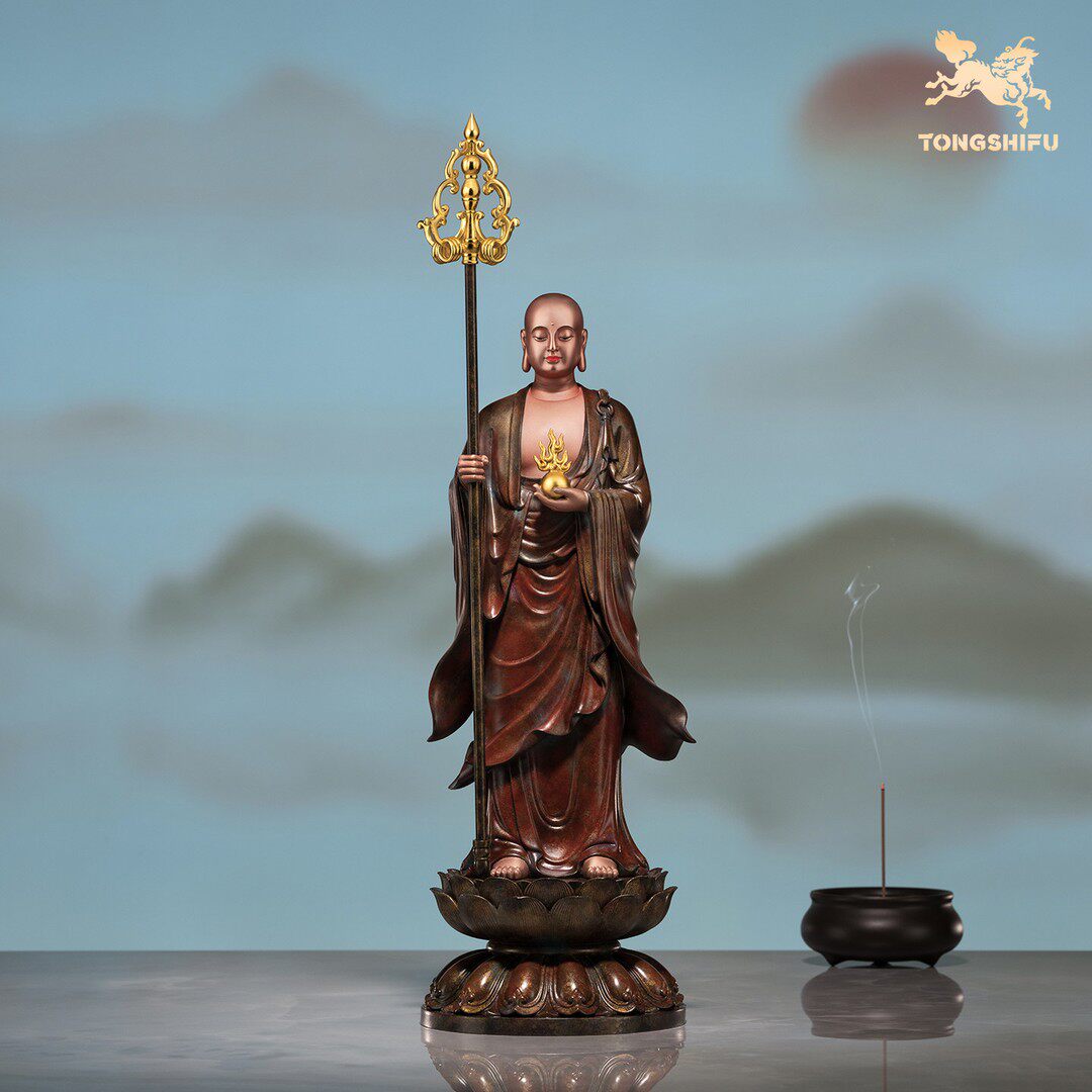铜师傅《大愿地藏》中式禅意立地藏王菩萨佛像家居玄关装饰铜摆件