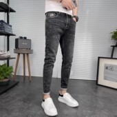 潮牌弹力长裤 九分裤 百搭韩版 潮流弹力修身 子男 牛仔裤 小脚裤 男秋季