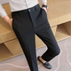 纯色 修身 子男休闲西裤 黑色裤 免烫抗皱正装 男九分裤 长裤 裤 韩版 西装