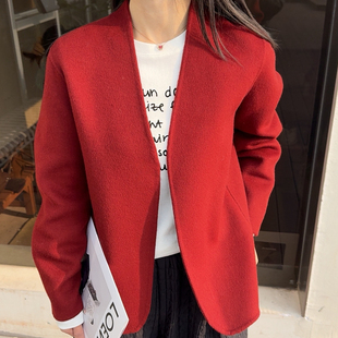 繁花冬上新气质V领设计双面呢羊毛外套 LXF27589 含70羊毛