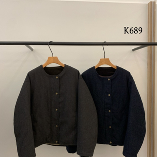 繁花冬上新圆领单排扣短款 保暖羽绒服外套k689