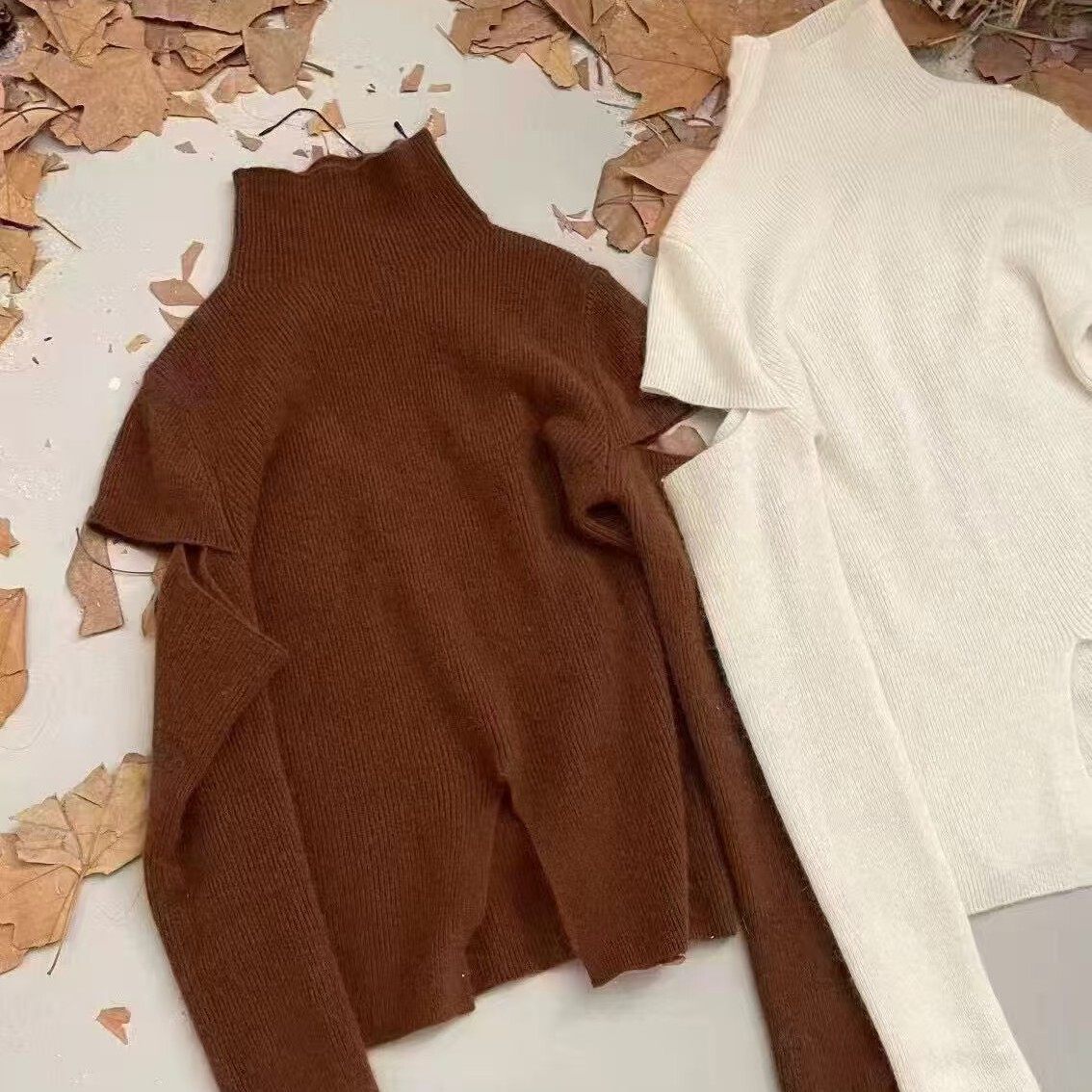 繁花设计半高领纯色修身针织衫（含10羊毛）(袖套不可拆卸)52157,女装/女士精品,毛针织衫,淘宝优惠券,粉丝福利购,淘宝优惠卷