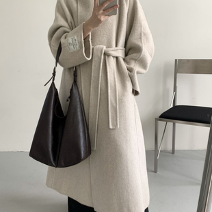 含70羊毛 配腰带 8795 百搭羊毛大衣外套羊毛外套 繁花女人长款