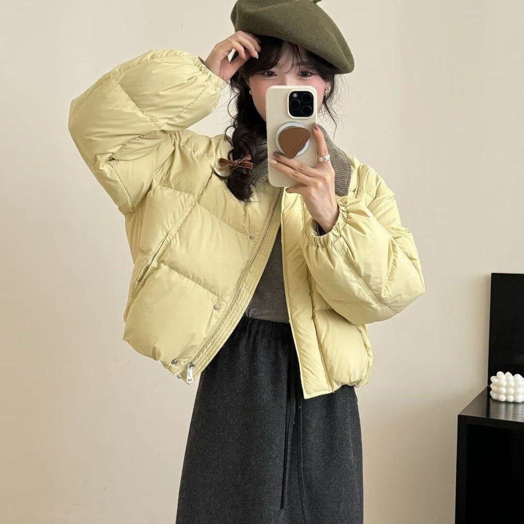 繁花冬上新韩版时尚百搭拼色翻领单排扣保暖羽绒服外套JM004,女装/女士精品,羽绒服,淘宝优惠券,粉丝福利购,淘宝优惠卷