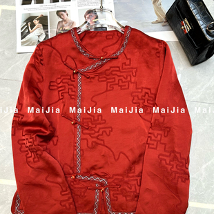 繁花设计26年早春新年精致人丝提花刺绣小衫 J297