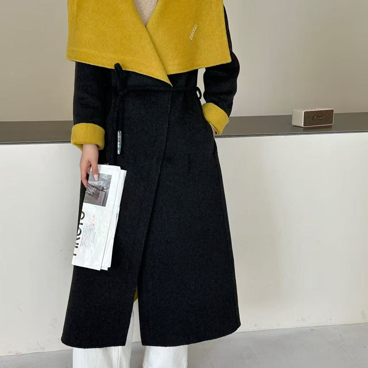 繁花小众面呢羊毛大衣外套羊毛外套(配腰带)(含70.2羊毛)YXY1