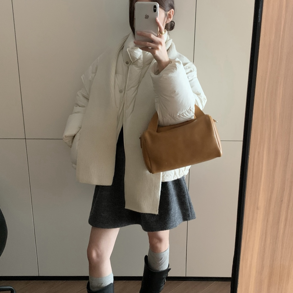 繁花保暖不臃肿带披肩保暖羽绒服外套(配针织披肩帽)(穿不腻)T452