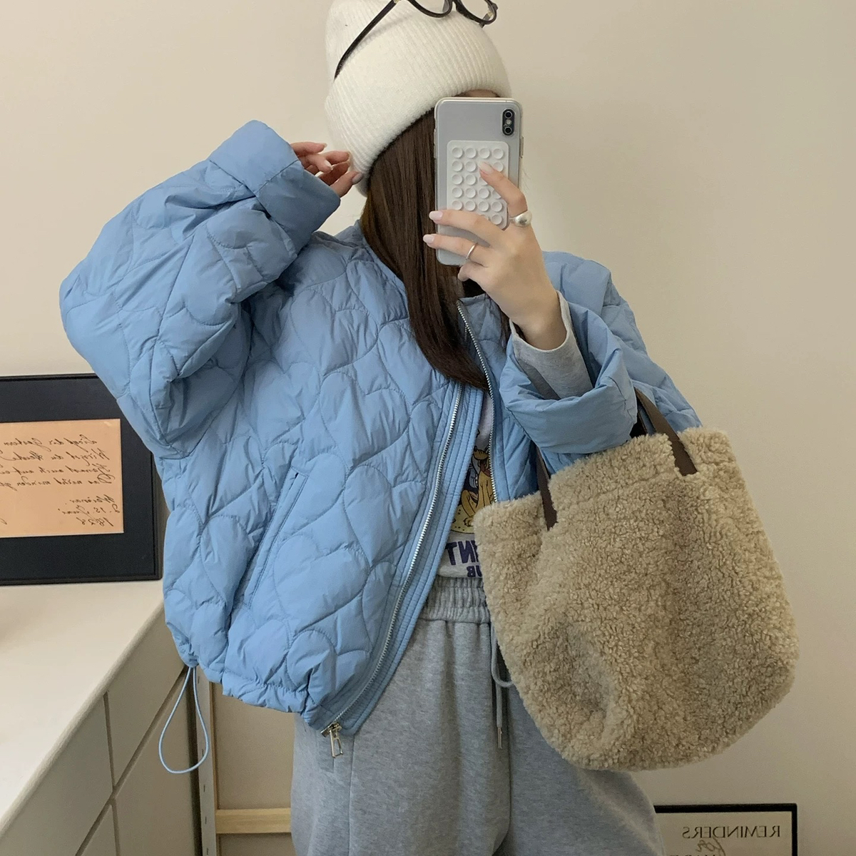 繁花小众泡菜馆-冬上新圆领宽松百搭时尚保暖羽绒服外套9087