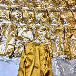 繁花大货备足纸醉金迷新中式盘扣衬衫袖口拼接亮片小衫19980256