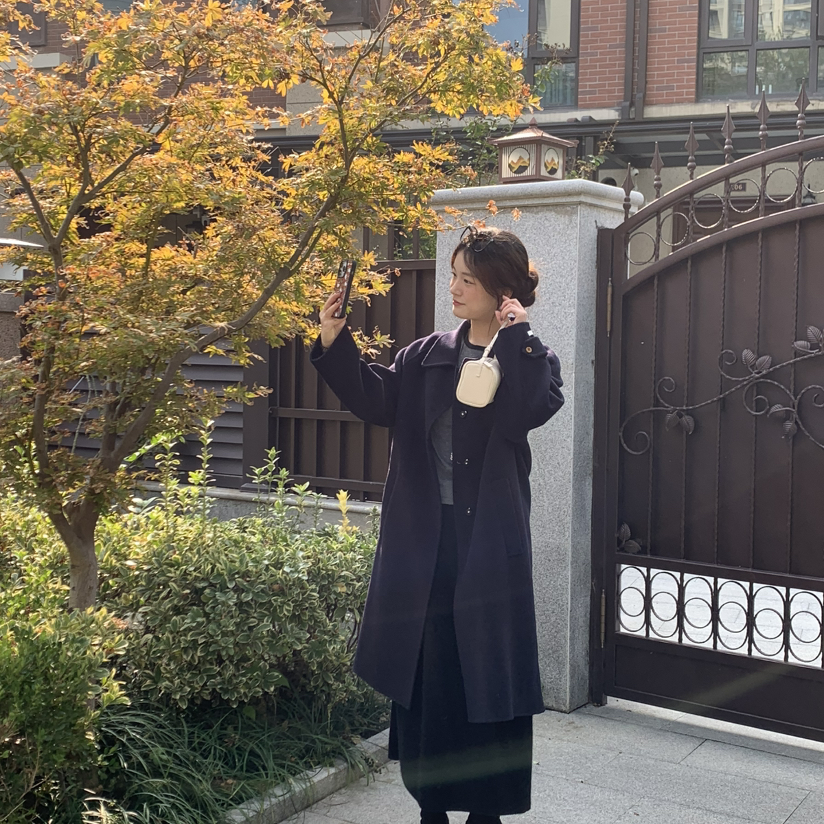 繁花韩系小个子长款大衣羊毛外套(含89.9澳毛)(10.1羊绒)QB107